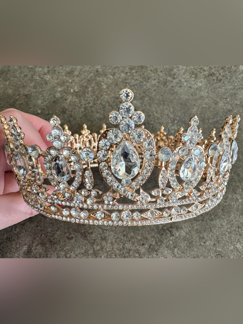 Gold & Crystal Tiara Crown Headpiece Queen Princess Bridesmaid Birthday